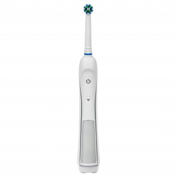 Oral B electric toothbrush standing up right